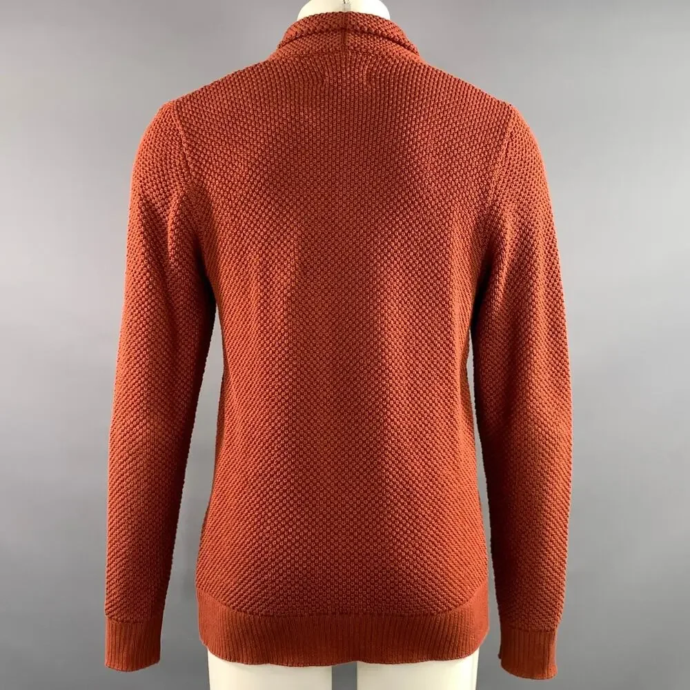 TAYLOR STITCH Size S Orange Mahagony Knit Cotton Shawl Cardigan